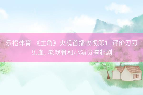 乐橙体育 《主角》央视首播收视第1， 评价刀刀见血， 老戏骨和小演员撑起剧