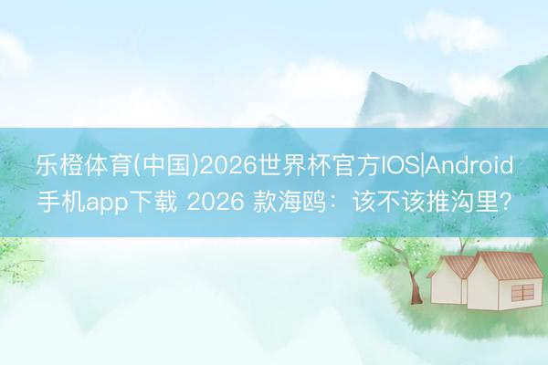 乐橙体育(中国)2026世界杯官方IOS|Android手机app下载 2026 款海鸥：该不该推沟里？