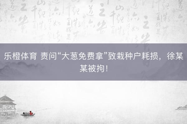乐橙体育 责问“大葱免费拿”致栽种户耗损，徐某某被拘！