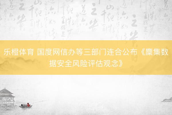乐橙体育 国度网信办等三部门连合公布《麇集数据安全风险评估观念》
